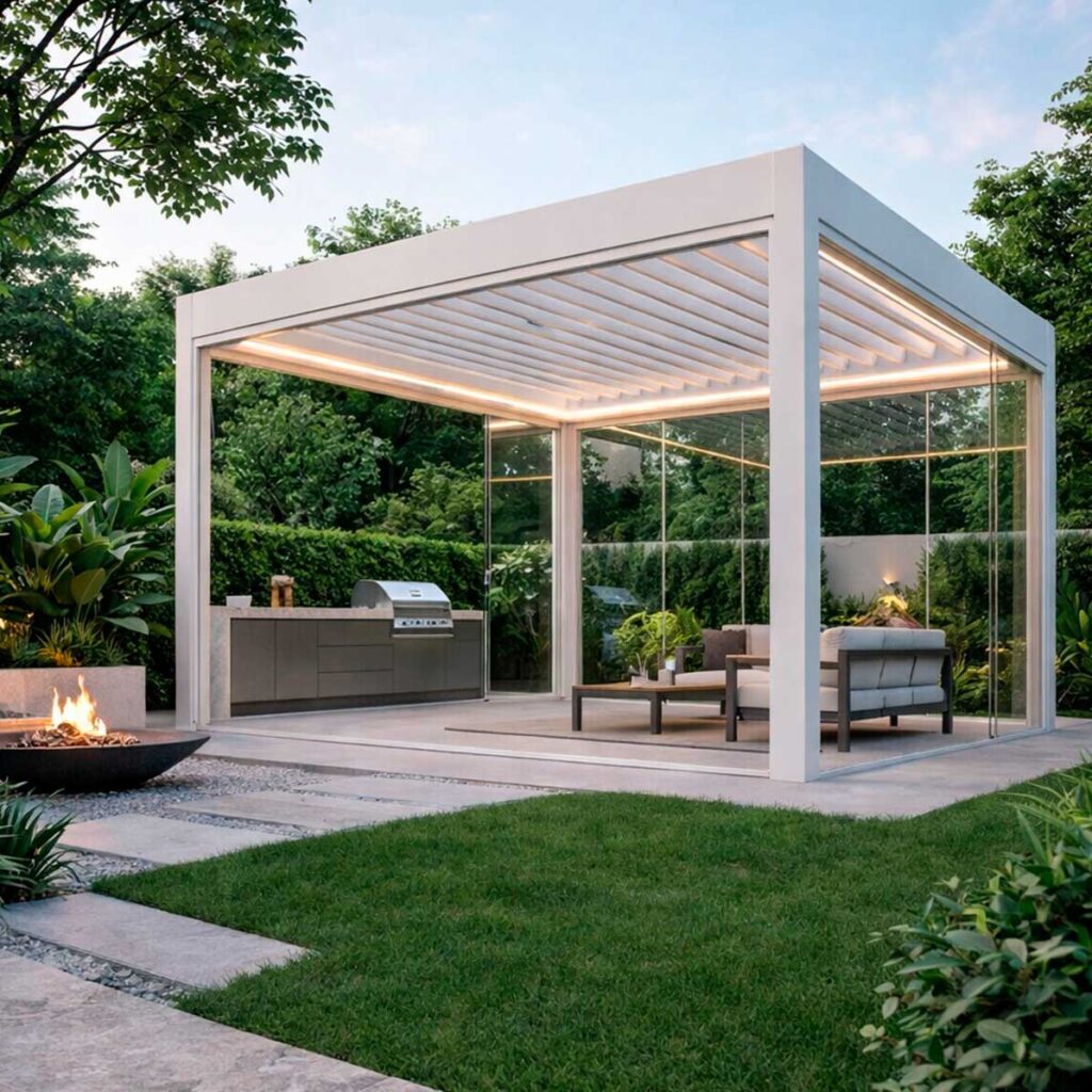 Pérgola bioclimática para jardín