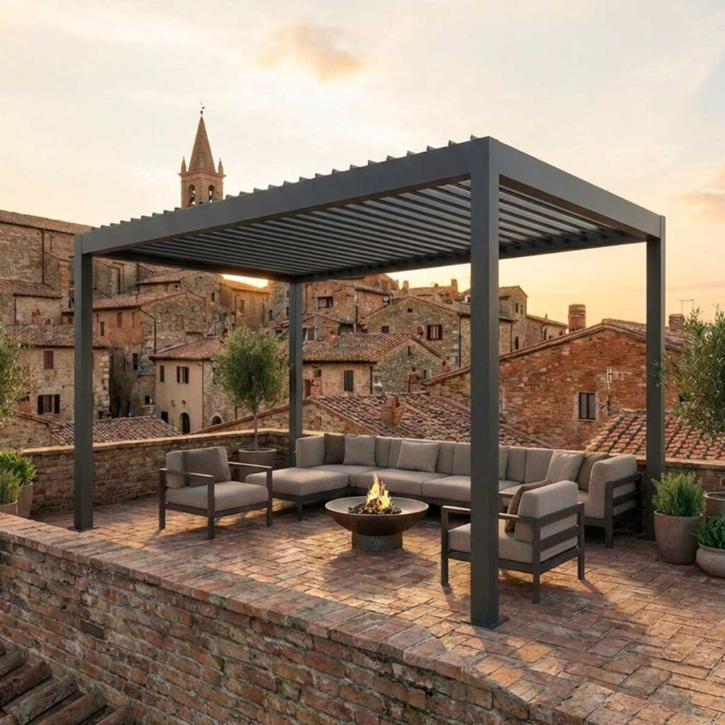 Pérgola bioclimática en azotea