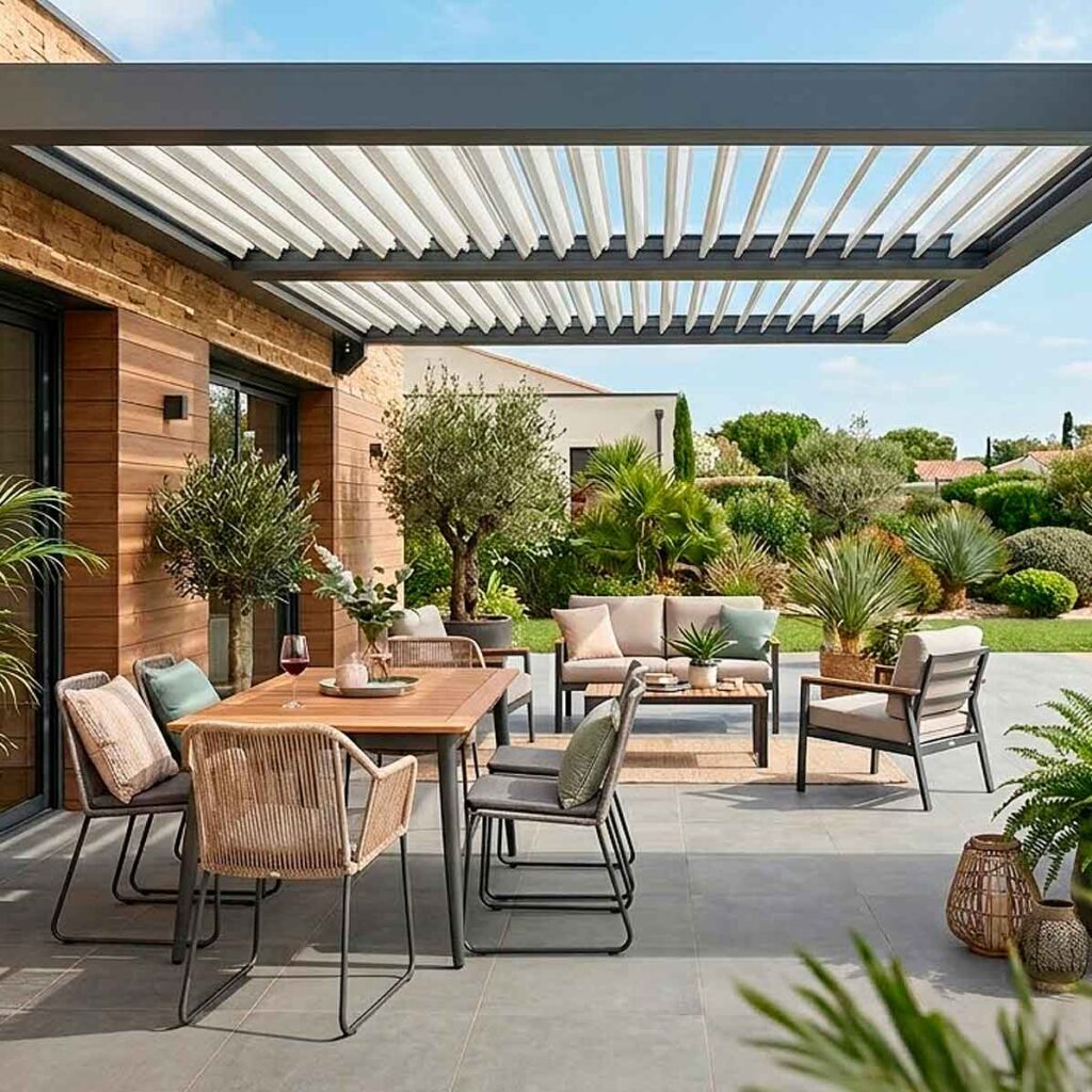 Pérgola bioclimática sin columnas